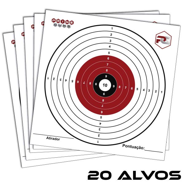 20 Alvos 140x140mm Olímpico Cartão Prime Guns Tiro Esportivo