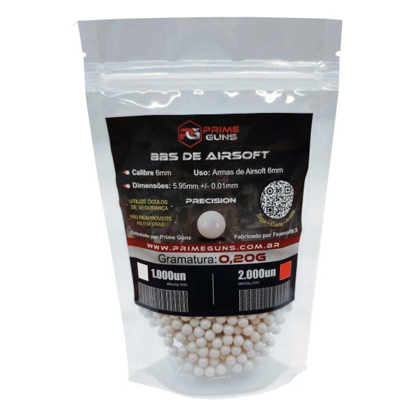 Esferas BBs Airsoft 6mm .20g Prime Guns 2.000un