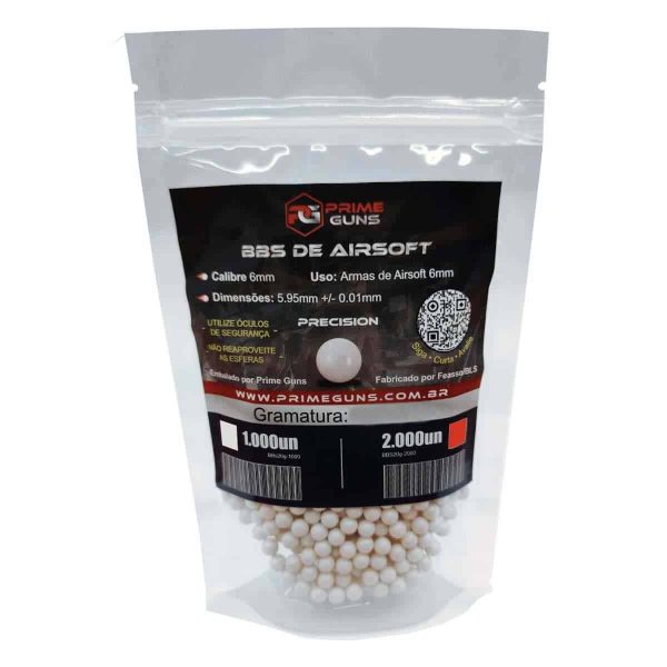 Esferas BBs Airsoft 6mm .25g Prime Guns 2000un