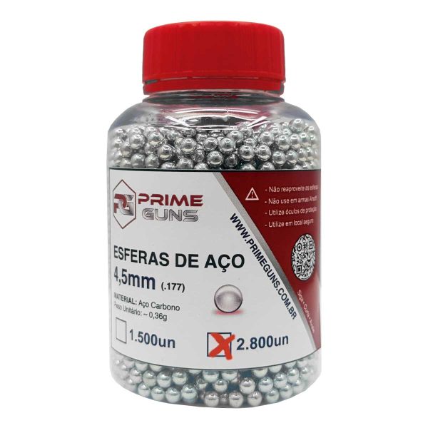 Pote com 2.800 Esferas de Aço 4,5mm .177 Prime Guns